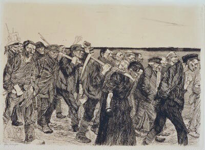 Кете Кольвиц «Марш ткачей» 1897г.