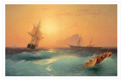 Американские суда у скалы Гибралтара. 1873. Холст, масло. 109,3 x 132,3.