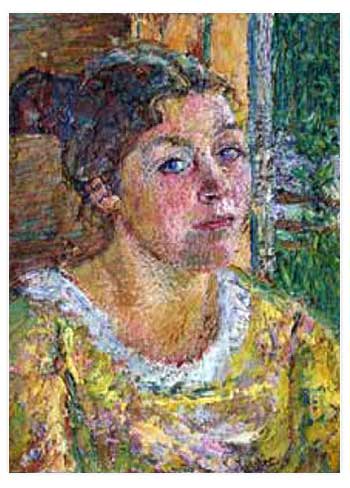 Давид Бурлюк. Портрет женщины в жёлтом платье (М. Н. Бурлюк). 1917.