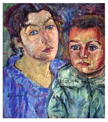 Давид Бурлюк. Портрет женщины с мальчиком (М. Н. Бурлюк с сыном Давидом). 1915–1918.