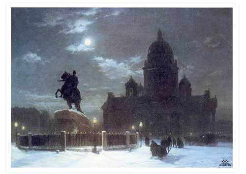 А. П. Куинджи. Вид на Исакиевский собор при лунном освещении. 1869.
