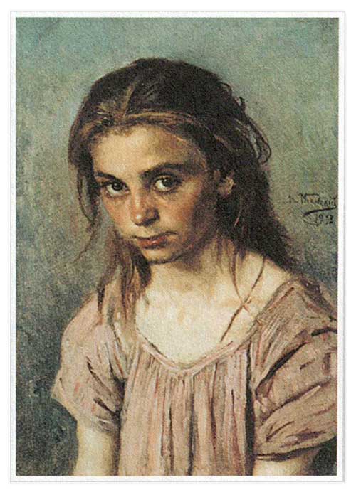 Маковский В. Е. (1846-1920). Девочка-сиротка. 1913. Холст. Масло.