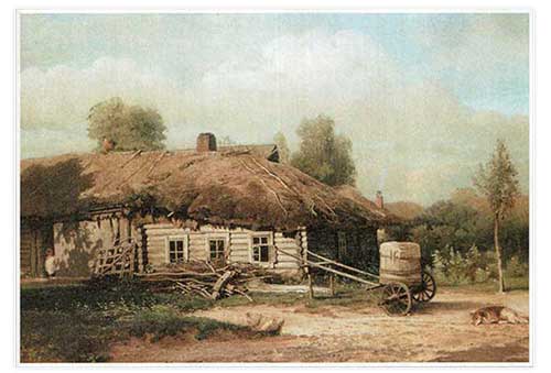 Саврасов А. К. (1830-1896). Пейзаж с избушкой. 1866. Холст. Масло.
