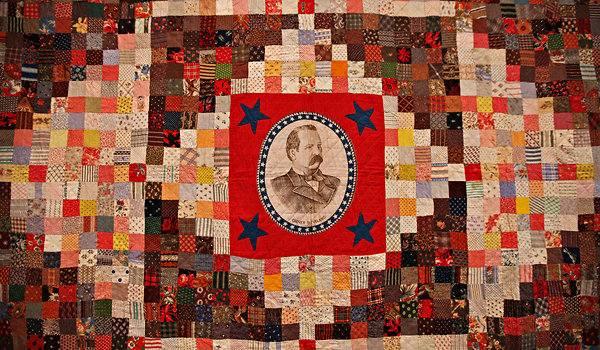 Стеганое одеяло с изображением президента США Гровера Кливленда (1884-1890) из коллекции Американского музея народного искусства