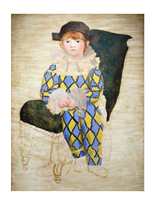 Картина П. Пикассо. Пауло в костюме Арлекина 1924
